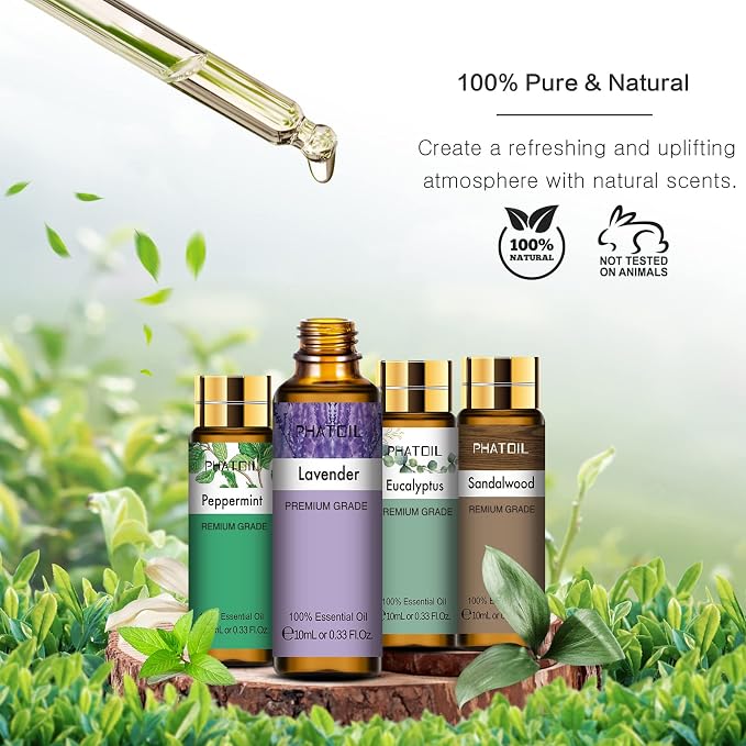 PHATOIL Essential Oil Set for Skin Care, Massage, Diffuser, Aromatherapy