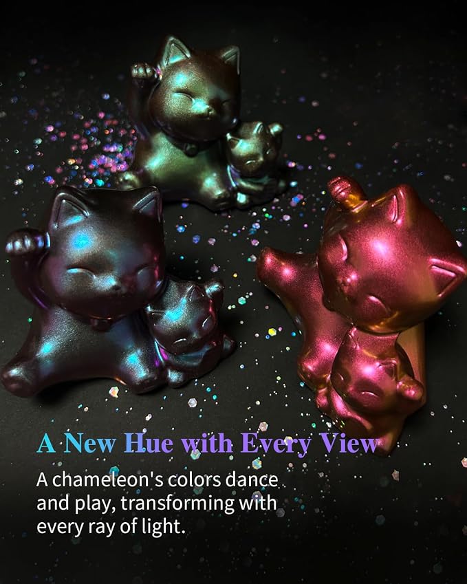 Chameleon Mica Powder, 10 Colors Shift Mica Powder for Epoxy Resin, Tumbler, Saturated Color Shifting Chrome Pigment Powders for Painting, Slime, Nails, Soap Making