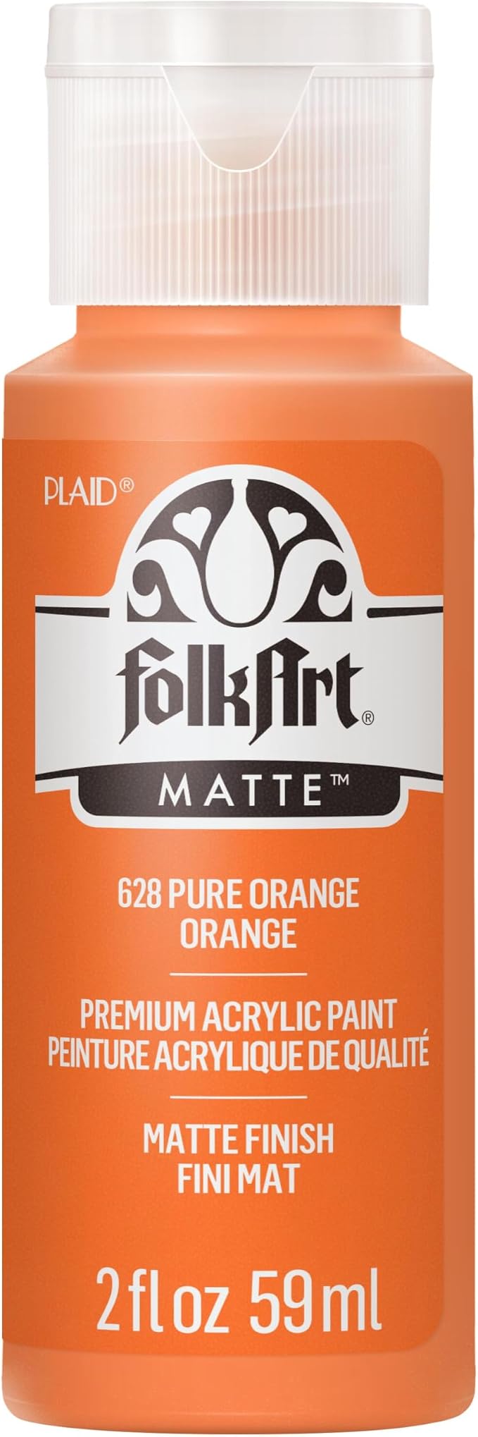 FolkArt Acrylic Paint in Assorted Colors (2 oz), 628, Pure Orange