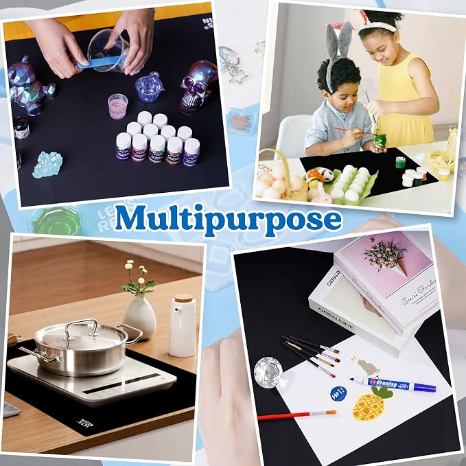 LET'S RESIN Extra Large Silicone Mat for Crafts, 27.7'' x 19.7'' Nonstick & Nonslip Silicone Crafts Mat, Multipurpose Heat-Resistant Table Protector Silicone Sheets for Resin, Liquid, Paint, Clay