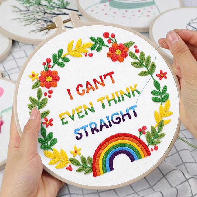 Louise Maelys LGBT Pride Embroidery Kit for Beginners Rainbow Craft | Cross Stitch Kits for Creative Expression, Needlepoint Kit for Adults to Enjoy Meaningful Crafts, Gifts and Home Decor