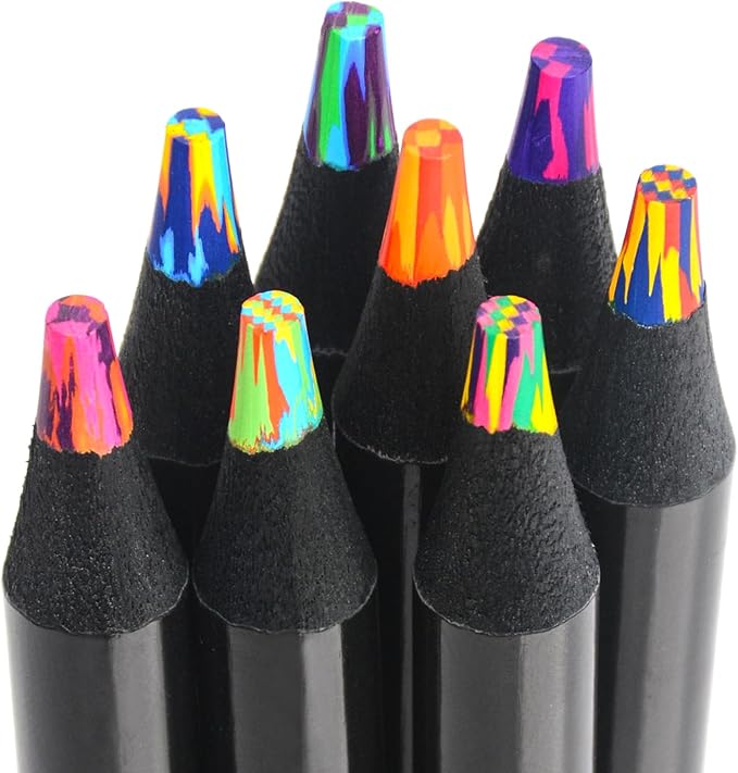 nsxsu Art Supplies for Kids Teens Adults, 8 Rainbow Pencils Drawing Supplies, Jumbo Multi Colored Pencils for Sketching Drawing, Tween Girls Trendy Stuff Birthday Party Favor Crafts for Boys 6-12