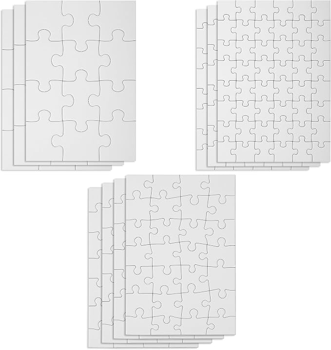 Mr. Pen- Blank Puzzle, 10 Sets, 12/28/48 Pieces/Pack, 8.2" x 5.6"