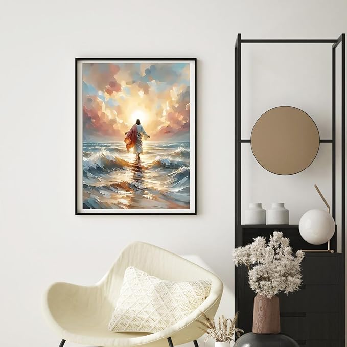 Jesus Paint by Numbers Kit for Adults Framed Canvas, with Wooden Easel