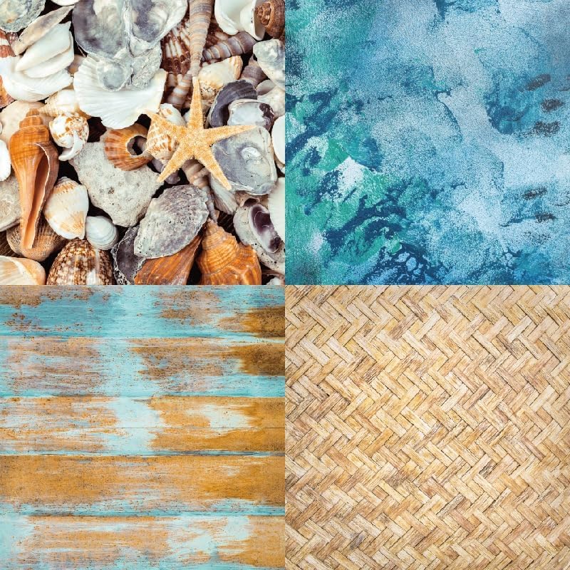 Beach Scrapbook Paper Pad Sand Shell Sea Patterned Paper 6×6,24 Sheets Single-Sided Blue Ocean Scrapbooking CardStock Papers Pad for Holiday Cardmaking DIY Origami Journaling.