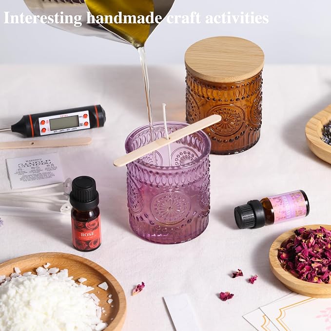 DARJEN Candle Making Kit for Beginners, 2 Jars Soy Wax Scented DIY Set | 100% Soy Wax, 10oz Glass Jars, Natural Cotton Wicks, Pleasant Scents, Instruction& More- Perfect as Home Decorations
