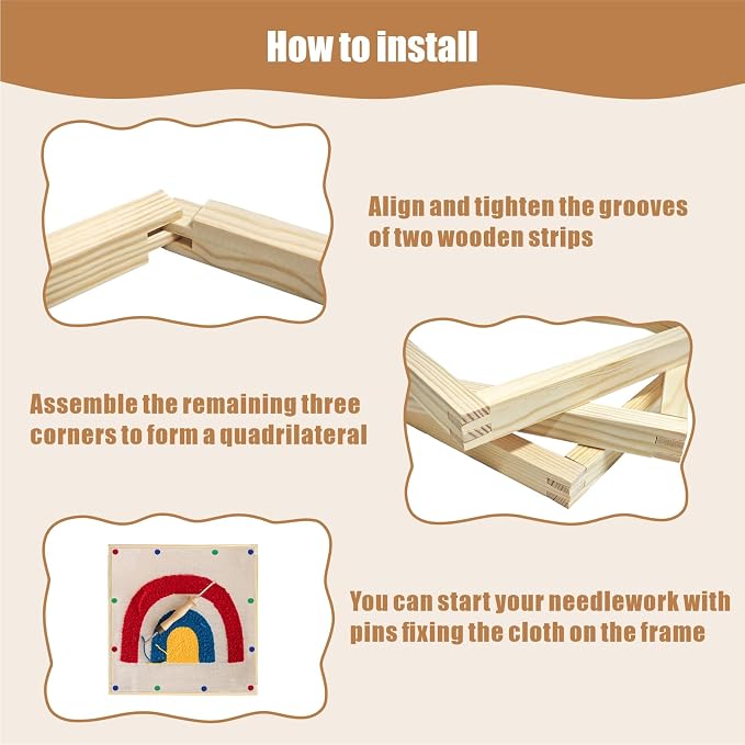 6 Sets Stretcher Bars for Needlework w 100 Tacks for Women's Birthday Gifts