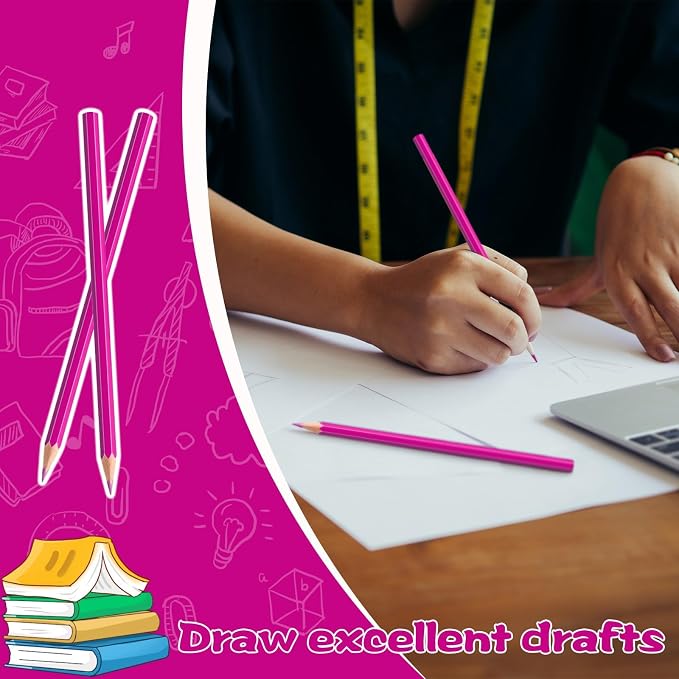24 Pack Pink Colored Pencils for Kids, Pre-sharpened Art Pencils Back to School Supplies Set, Drawing Sketching Pencils for Students, Teachers, Classroom