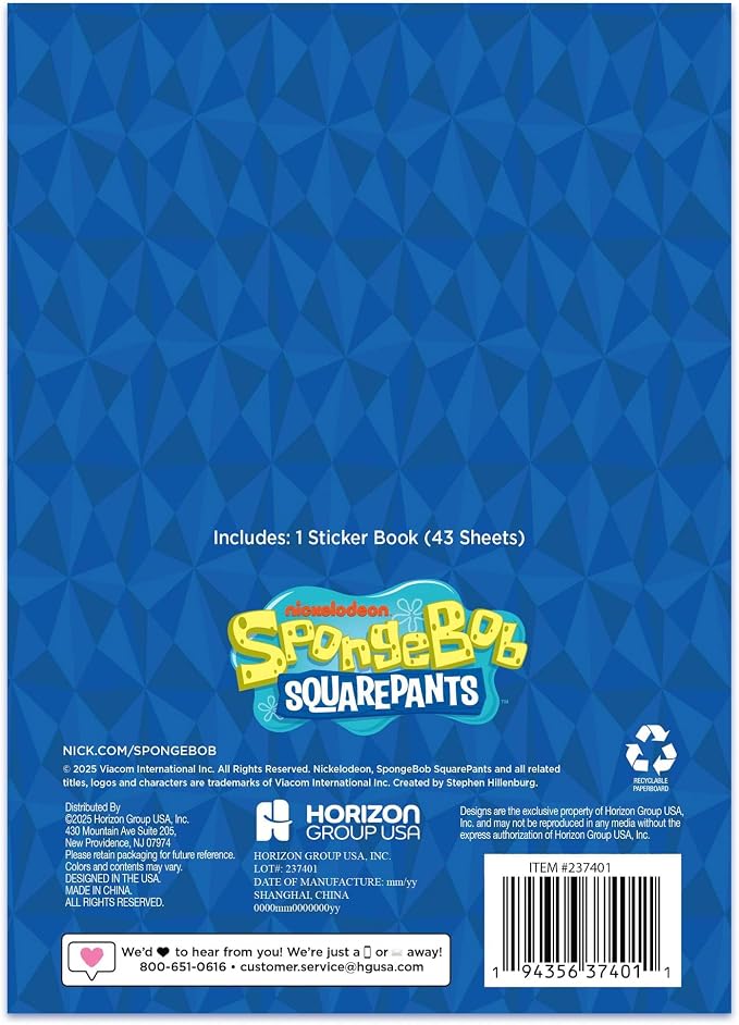 Horizon Group USA Sticker Book, Spongebob Squarepants, 2000+ Stickers