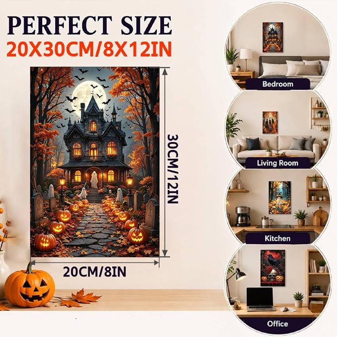 bleihum 4 Pack Halloween Paint by Numbers Kit for Adults with Frame Easel