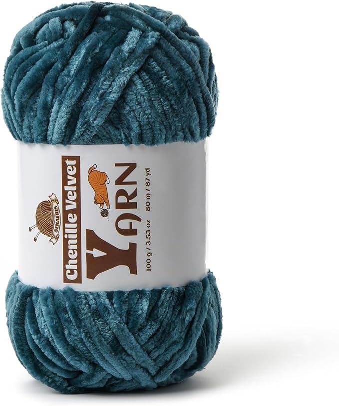 Chenille Crochet Sapphire Blue Yarn 1 Pack