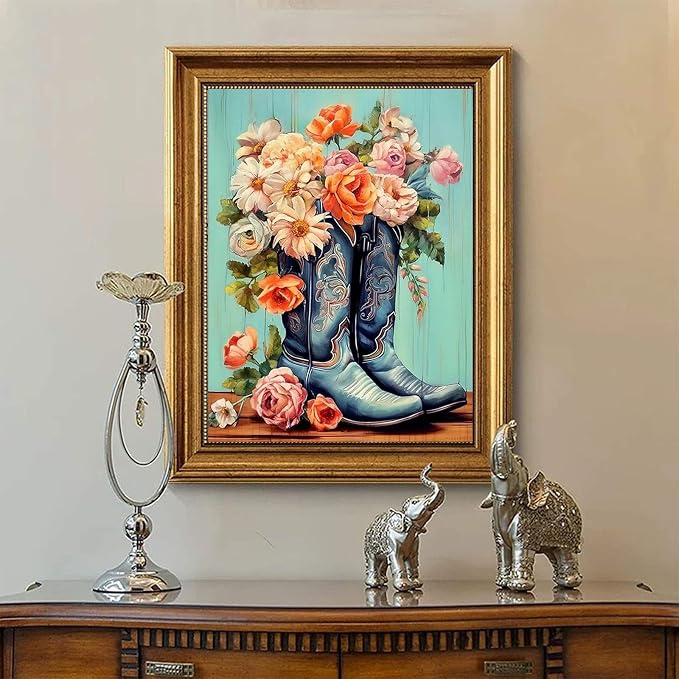 Cowboy Boots Diamond Painting Kits for Adults - Diamond Art Kits for Adults