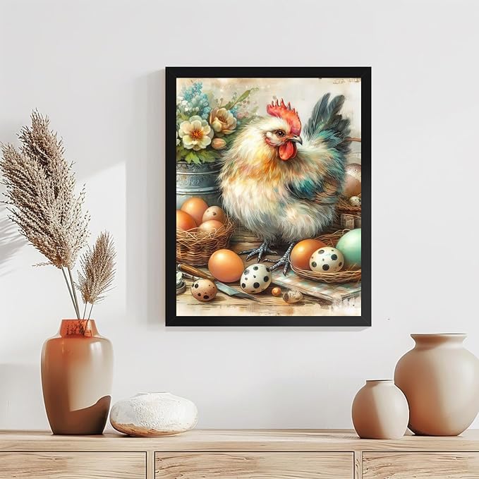 Chicken Diamond Art Kits for Adults,Diamond Painting Kits 12X16 Inch