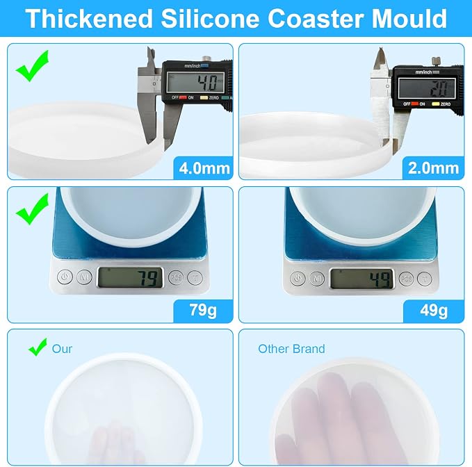 2 PCS Thickened Coaster Resin Mold, 7.5 Inches & 5.5 Inches Silicone Mold for Epoxy Resin Casting, DIY Coasters, Bowl Mats, Candle Holders, Home Decoration