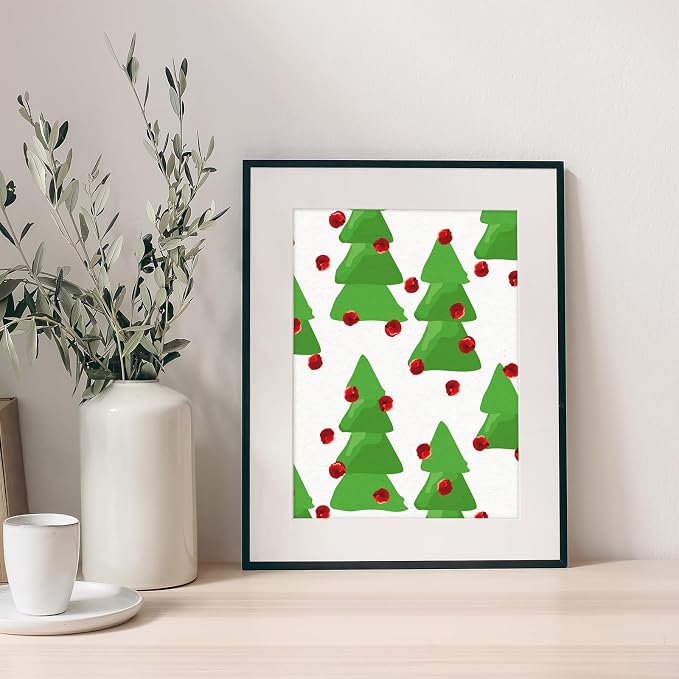 JarThenaAMCS 24 Sheets Christmas Pattern Paper Watercolor Xmas Tree Stripe Scrapbook Specialty Paper Double Sided Red Green Art Papers for DIY Crafts Supplies, 6 x 6 Inch