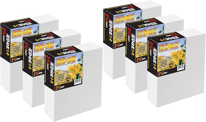Creative Mark The Edge Deluxe Cotton 2-1/2 in. Deep Stretched Canvas for Painting, 8x10 6-Pack, 14oz. Primed Weight, Universal Archival Priming, Medium Tooth, Frameless Artwork Canvas for Painters