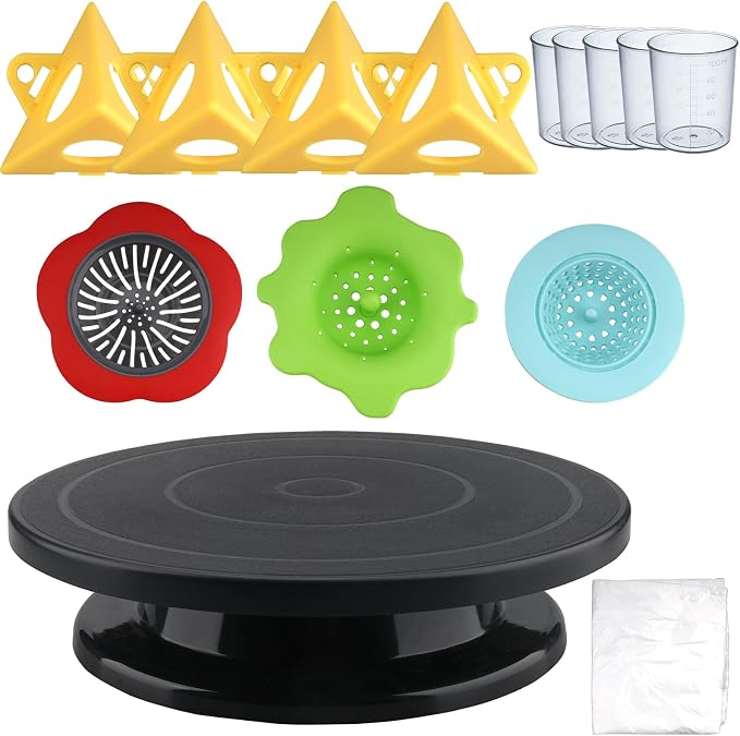 Acrylic Pour Painting Kit with 11 Inch 360° Rotating Turntable