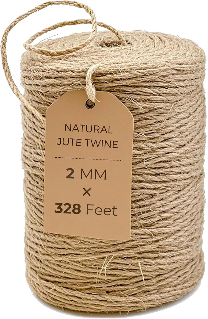 Jute Twine 2mm Thick - 328 Feet Brown Yarn, Natural Burlap String | Natural Jute & Burlap - Strong, Durable Twine for Crafts, Gift Wrapping, Gardening & Decor. Premium Brown Yarn for DIY.