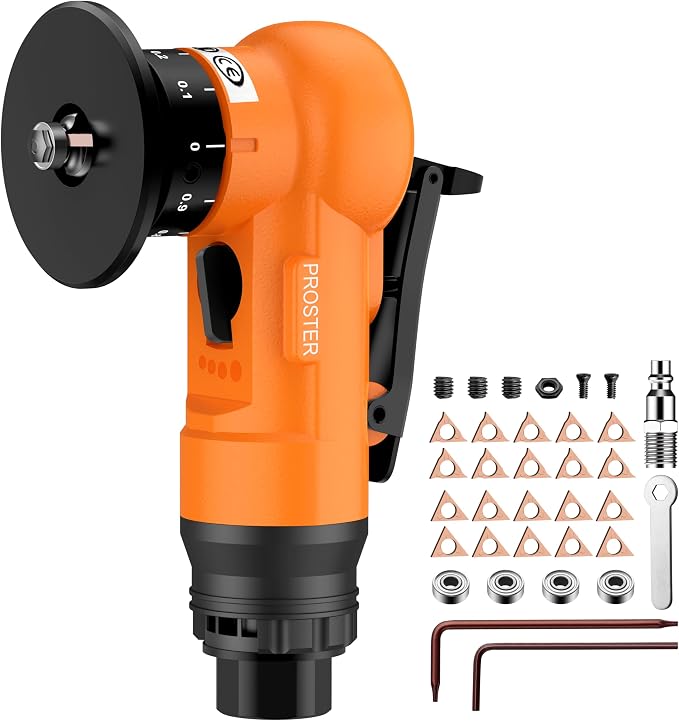 Proster Pneumatic Chamfer Air Deburring Tool 30000 RPM 22Pcs Dual-Blade