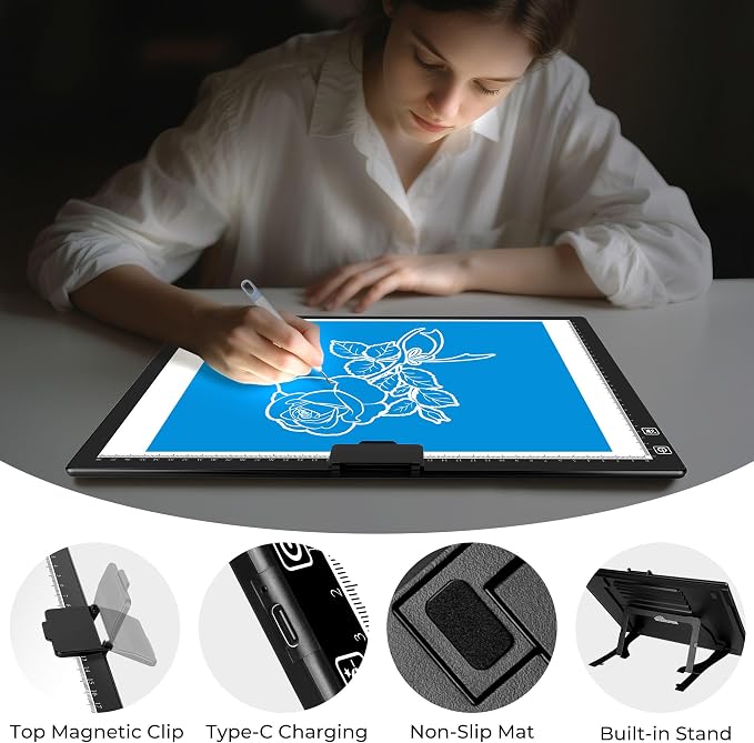 Rechargeable A3 Light Pad for Diamond Painting, Diamond Art Light Board
