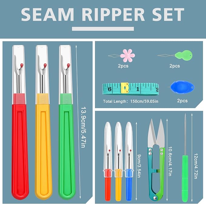 ZMAAGG Seam Ripper, 15 PCS Seam Rippers for Sewing, Stitch Remover Tool