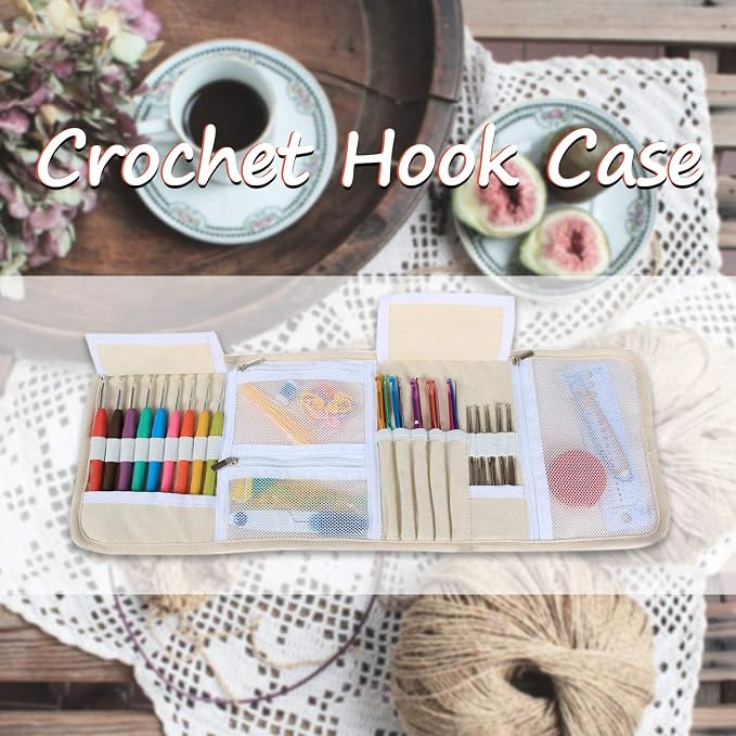Teamoy Crochet Hook Case Organizer, Crochet Hook Roll Bag, Cartoon Cats