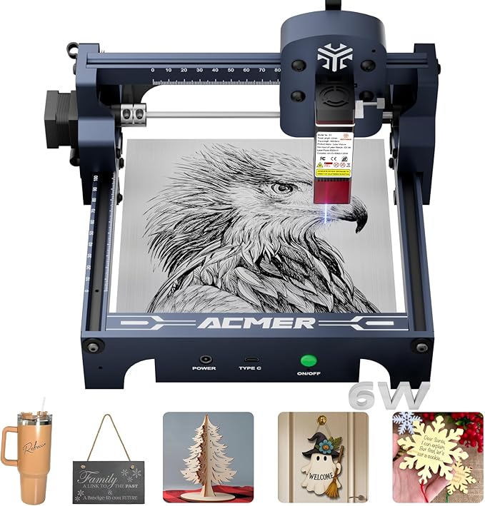 ACMER S1 Laser Engraver Machine, 6000mW Lazer Cutter for Wood and Acrylic