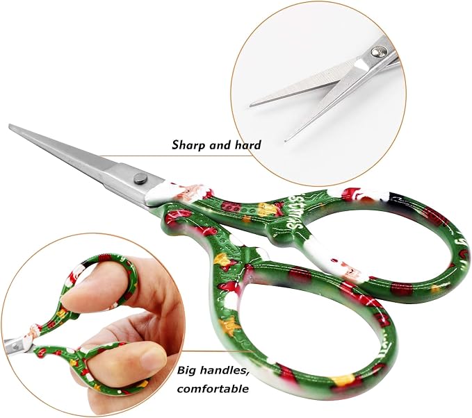 3.6 inch Scissors with Sheath for Embroidery Knitting Craft Yarn | Stainless Steel Scissors with Leather Scissor Cover Little Straight Stainless Steel Pointed Tip Shears for Thread Cutting