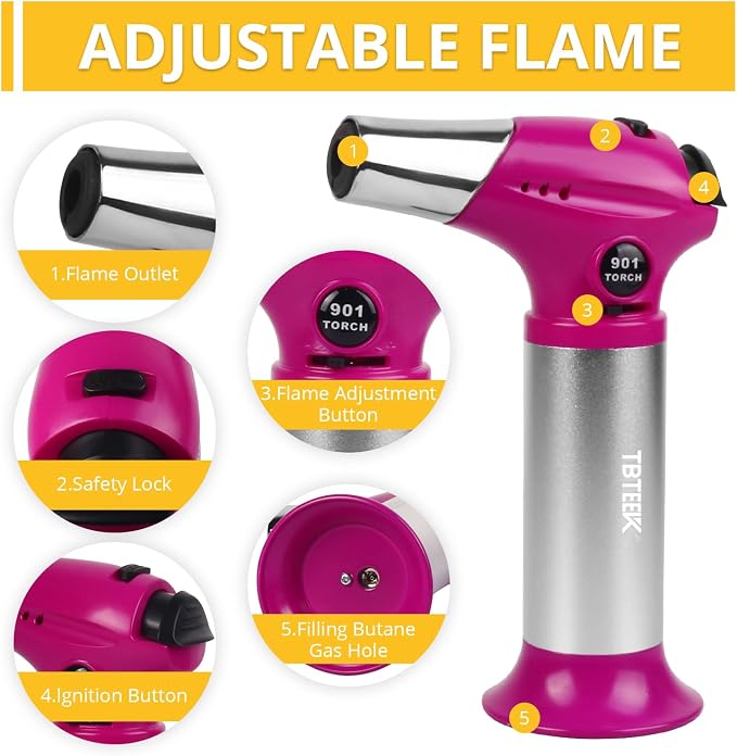 TBTeek Kitchen Butane Torch with Safety Lock for Baking, Crafts & Steak