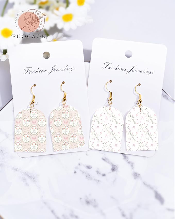 Puocaon Flower Clay Transfer Paper - Pink Transfer Sheets for Polymer Clay Earrings Jewlery Floral Design