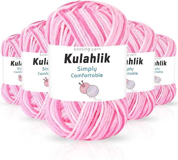 250g(5x50g) Acrylic Yarn for Crochet/Knitting, Colorful Gradient Yarn Thread, 5 Rolls Skeins, Perfect for Any Knitting Crochet and Crafts Mini Project