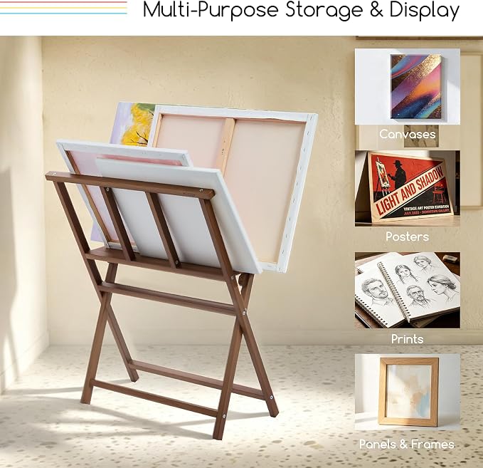 MEEDEN Art Storage Print Rack: Folding Beech Wood Display Rack for Artwork