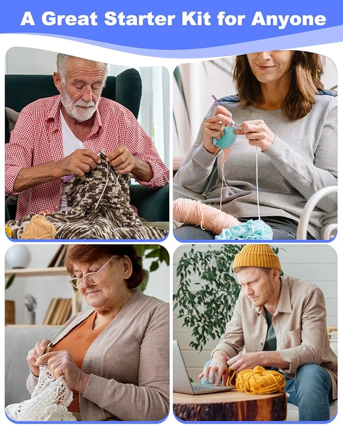 Aeelike Crochet Kits for Beginners Adults Kids, Complete Crochet Set, Navy | Crochet Kit for Beginners Young and Old, All-inclusive Kit with Crochet Hooks 655 Yards Yarn Instruction Knit Bag, Ideal Gift