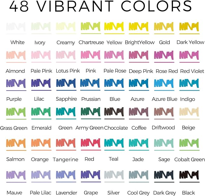 Artecho Acrylic Paint Markers 48 Colors with Brush Tip and Fine Tip