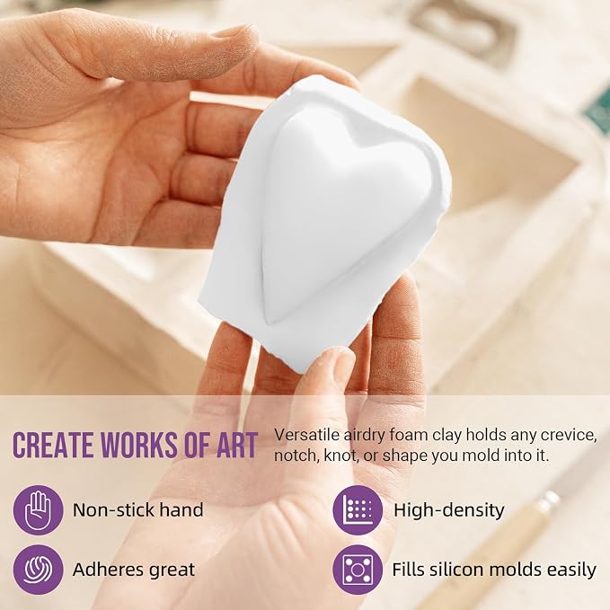 CALPALMY Air Dry Clay (8.5oz), Bulk 24-Pack White Moldable Foam Clay, Airdry Soft Clay for Kids Gifts Partty and School Project Supplies, Perfect for Crafts Cosplay Sculpting and Artistic Projects