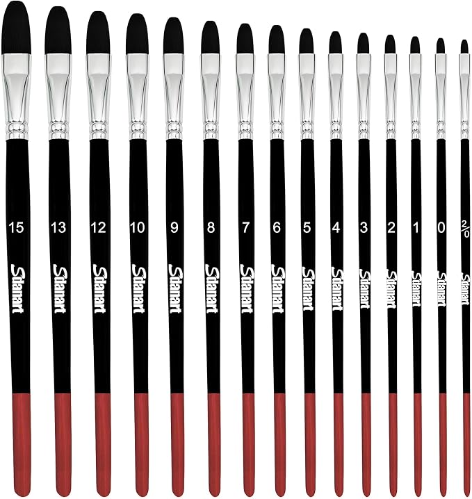 Sdanart Filbert Paint Brushes Set,15 PCS Artist Brushes,Filbert Art Brush