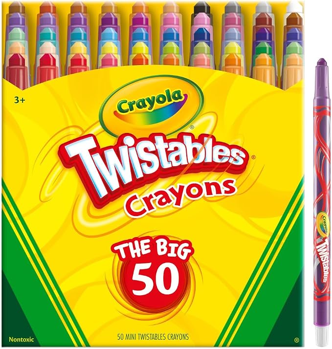 Crayola Mini Twistables Crayons for Kids (50ct), Cute Back to School Supplies for Kids, Crayons for Coloring Books, Gift for Toddlers Girls & Boys, Arts & Crafts, 3+