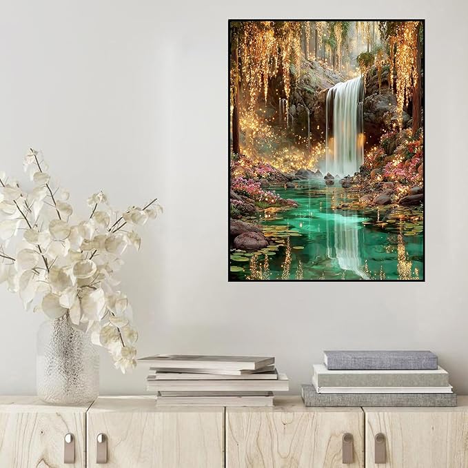 HHMATITS Waterfall Landscape Diamond Art Kits for Adults