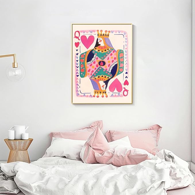 Pink Poker Diamond Art Kits for Adults Diamond Painting Kit for Beginner | 5D DIY Funny Cute Vintage Diamond Dots Full Drill Crafts for Gem Art Dot Art for Adults Home Wall Decor for Teens 12x16 in