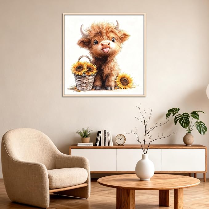 Amaieuin Cow Diamond Painting for Adults,Highland Cow Diamond Art Painting for Adults,5D Diamond Painting for Home Decor and Gifts 12x16in