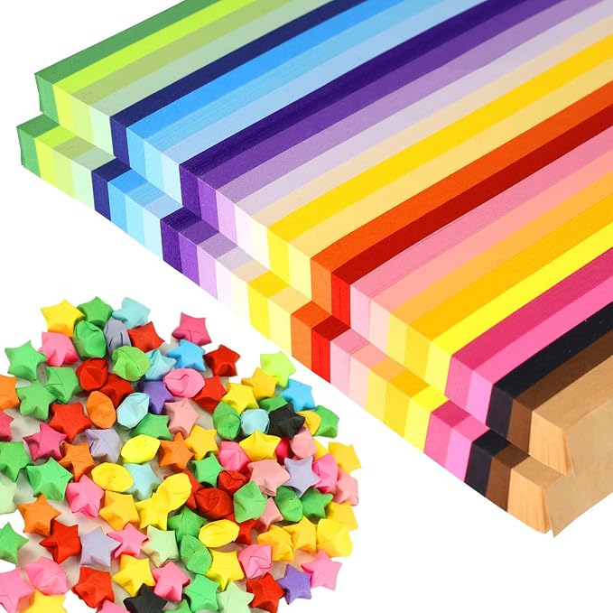 3024 Sheets Origami Paper, 27 Colors Double Sided Paper Star Strips