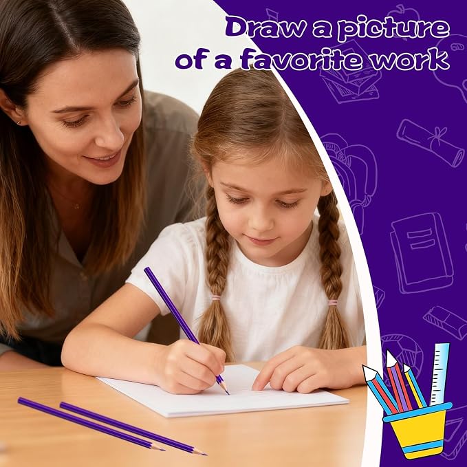 12 Pack Purple Colored Pencils for Kids, Pre-sharpened Art Pencils Back to School Supplies Set, Drawing Sketching Pencils for Students, Teachers, Classroom