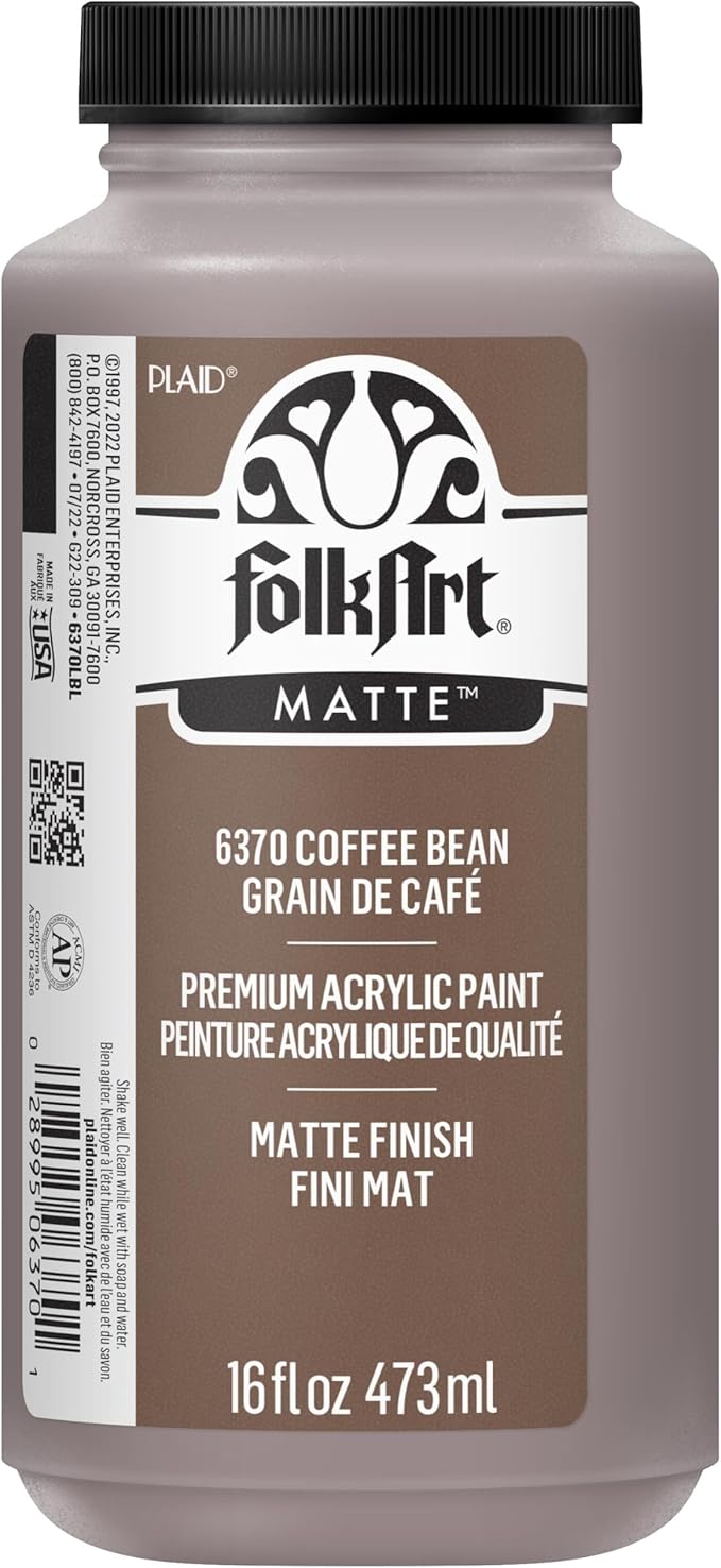 FolkArt Matte Acrylic Paint in Assorted Colors, 16 oz, Coffee Bean 16 Fl Oz