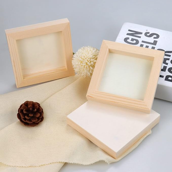 8 Pack Unfinished Square Wood Panels,4" x 4"/10cm x 10cm,Blank Wooden Canvas Cradled Painting Panel Boards for Drawing,Painting,Pouring,Wood Burning and DIY Arts Crafts Projects