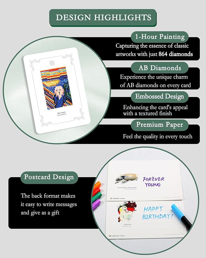 forever young Minigem Classic Diamond Art Kits, 5x7 Inch Postcard-Style