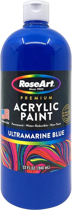 RoseArt Acrylic Paint Ultramarine Blue 32oz Bottle, Acrylic Paint for School Projects, Arts & Crafts, Drawing & Painting
