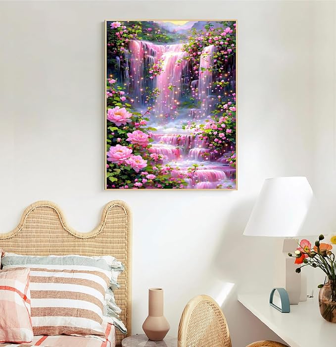 Mrnsiet Paint by Numbers Kit for Adults Beginners, Waterfall Landscape Adult Paint by Numbers on Canvas, Without Frame Acrylic Painting Crafts for Home Decor (16x20inch)