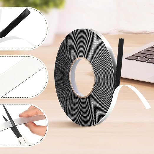 Tatuo 2 Rolls Double Sided Foam Tape for Mounting,1/2 Inch by 50 Feet,Black