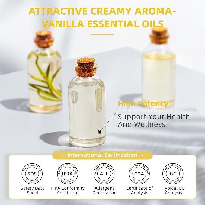 HIQILI Vanilla Essential Oil Bulk, Strong Scent for Candle Soap Making