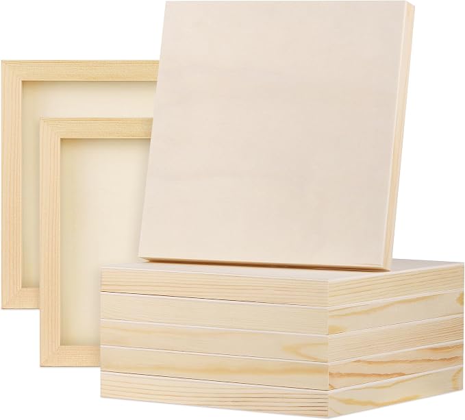 Aodaer 8 Pack Wood Panels 8 x 8 Inch Wooden Panels Canvas Unfinished Craft Wood Boards Panels for Art Crafts Acrylic and Oil Painting Pouring DIY Projects